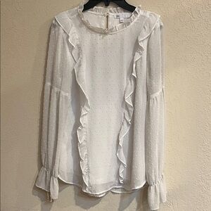 DR2 White Ruffled Blouse